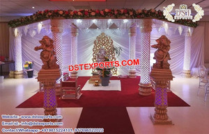 Elegante boda Bollywood tema Mandap fibra tallada a mano cuadrado boda Mandap nuevo estilo Bollywood boda Mandap escenario conjunto EE. UU. - Product Image 5