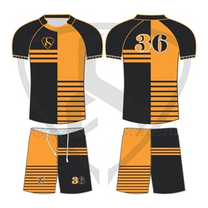 Uniforme de Rugby pour hommes, kit de chemises de bonne qualité, avec impression bleue personnalisée - Product Image 4