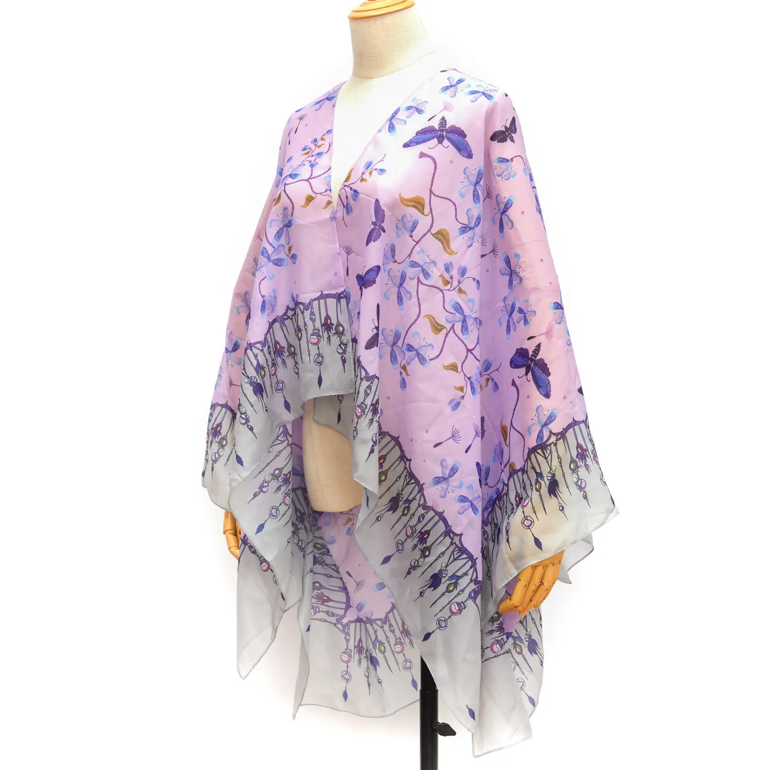 Custom Ontwerpen Gesublimeerd Print Zijde Als Polyester Chiffon Strand Kimono Top Jas