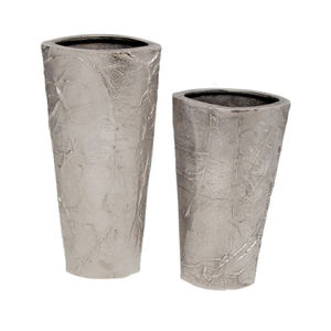 Ensemble de 2 vases à fleurs modernes en métal, finition nickel brut, jardinières décoratives d'intérieur à bas prix - Product Image 2