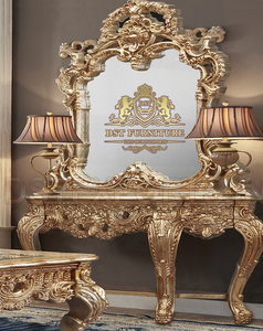 Juego de mesa de centro tradicional metálica dorada y plateada Juego de mesa de centro tallada dorada de lujo Juego de mesa de centro real exclusivo Oferta - Product Image 4