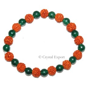 Buy Online Green Aventurine With Rudraksha <b>Bracelets</b> : Green Aventurine With Rudraksha <b>Bracelets</b> for Sale - Product Image 1