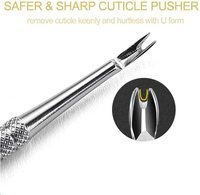 Kit d'outils de manucure et pédicure - Multifonctionnel, double extrémité, en acier inoxydable poli miroir, pour droitiers, extracteur d'ongles incarnés