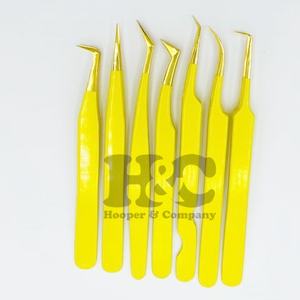 Nouvel ensemble de pinces à extensions de cils Volume durable en vison Acier inoxydable Pinces individuelles pour extensions de cils Emballage logo Pince plate - Product Image 1