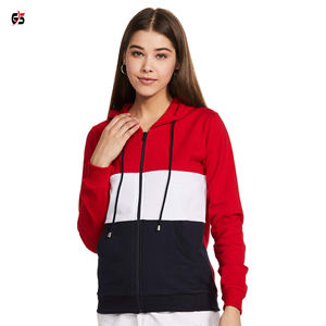 Vente en gros de sweat à capuche pour femme avec fermeture éclair, 100% coton polaire, logo personnalisé, impression brodée, manches complètes - Product Image 5