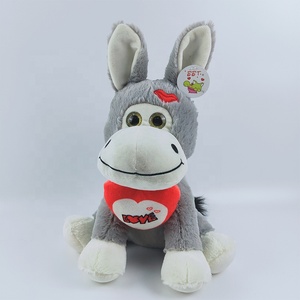Vendita calda peluche <span class=keywords><strong>asino</strong></span> seduto con ricami di peluche a cuore imbottito giocattoli di peluche - Product Image 1