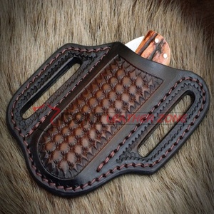 Funda de cuero con grabado en relieve para cuchillo, plegable, en ángulo - Product Image 2