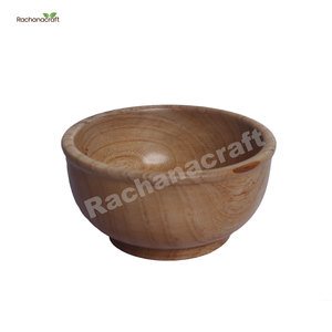 Cuenco redondo de madera gruesa Natural, cuenco de madera para arroz, sopa, masa, comida, fruta, ensalada, cuencos para servir - Product Image 2