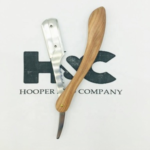 Professional Wood Handle Barber <b>Straight</b> <b>Razor</b> For Shaving Salon Wood Handle Barber <b>Razors</b> sustainable Stainless Steel Logo - Product Image 2