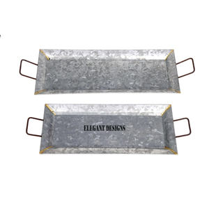 Ensemble de plats de service galvanisés faits à la main de concepteur de qualité supérieure meilleur plateau de service de deux formes ovales - Product Image 5