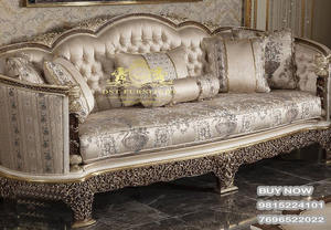 Ensemble de canapés de salon sculptés à la main de style européen, ensemble de canapés en bois royal, design pour salon, canapé de salon en bois de luxe - Product Image 3