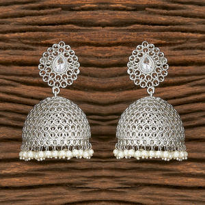 โรเดียมชุบโบราณ Jhumki ต่างหู206923 - Product Image 1