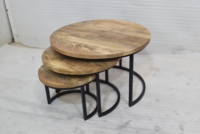 Table basse industrielle carrée et épaisse en bois de manguier, pour la maison, le café, le restaurant, le bureau et la réception