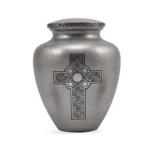 Real de plata Santa Cruz grabado Memorial latón Metal/aluminio adultos humanos Funeral la cremación las cenizas urnas Americano/estilo europeo - Product Image 1