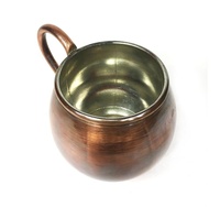 Tasse à café ou à thé en cuivre turc faite à la main, écologique, classique, aspect antique, couleur cuivre, 600 ml, avec poignée, design traditionnel authentique