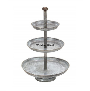 Fabricante de soporte de pastel de metal Soporte de pastel hecho a mano de calidad superior Soporte de pastel decorativo de tres niveles de forma redonda - Product Image 3