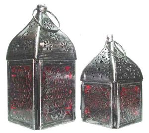 Linterna de Metal marroquí de Venta caliente para la decoración del hogar Diseño hexagonal de Vidrio colorido para el Día de San Valentín - Product Image 2