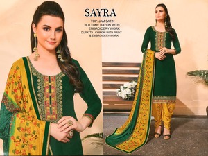 Ropa India estampada para mujer, traje liso de seda salwar, amarillo, ropa india, venta al por mayor - Product Image 3