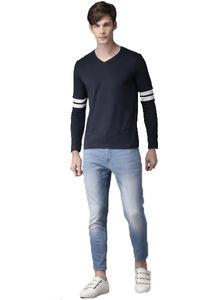 T-shirt basique en coton CVC à manches longues pour homme, imprimé personnalisé, design uni avec logo, grande taille, tricoté, décontracté, col en V, 2021, 200 - Product Image 2