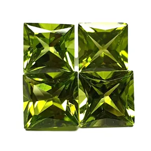 天然橄榄石公主切割松散宝石所有形状和尺寸根据定制订单切割所有其他类型的批发价
