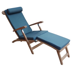 Chaise longue d'extérieur en bois carré de Bali, coussin vapeur, lit d'extérieur moderne, meubles de jardin - Product Image 1