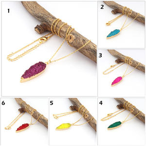 Collier personnalisé de pierres précieuses en cristal naturel sucre vert druzy pendentif collier plaqué or 18k câble chaîne larme colliers - Product Image 2