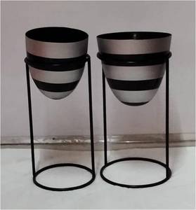 Maceta y soporte para flores, soporte grande blanco y negro para decoración interior - Product Image 4