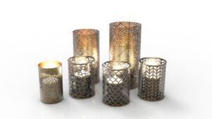 เชิงเทียนตกแต่งสไตล์โมเดิร์นแบบแขวนแก้ว 5 เทียน ของตกแต่งกลางโต๊ะ ผสมผสานโลหะและไม้ - Product Image 5