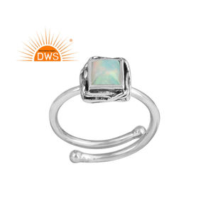 Bague ajustable en argent sterling 925 massif oxydé, fournisseur de bagues en opale de feu naturelle, bijoux en pierres précieuses, collection classique - Product Image 1