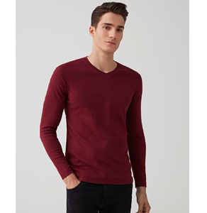 2022 de alta calidad Premium hombres camisetas en 100% tela de interbloqueo de camiseta con cuello en V de manga completa niños Camiseta Hombre t camisas para hombres - Product Image 3