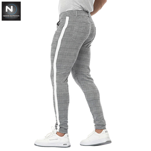 Pantalon de Jogging serré pour hommes, vêtements d'entraînement, de Fitness, de survêtement à carreaux, extensibles, décontractés, avec poches, tenue de course en plein air, - Product Image 4