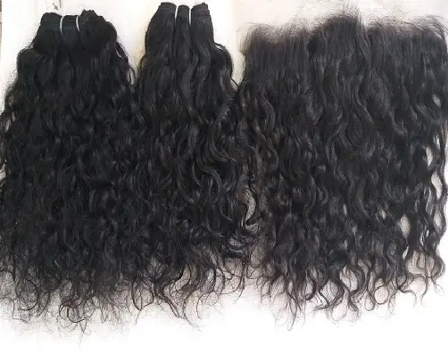 Extensiones de cabello humano brasileño con cierre, pelo natural virgen liso