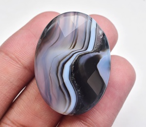 Cuentas de Ágata Banda y Sardónix en Capas, Gemas Sueltas Naturales de Alta Calidad, 20-50mm, Negras para Joyería - Product Image 3