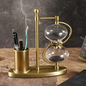 Náutico decorativo náutico hecho a mano grande 60 minutos reloj de arena temporizador de arena con portalápices regalo - Product Image 4