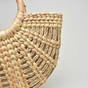 Nouveau Style Boho été eau jacinthe pailles sac fourre-tout en lin tissé à la main avec deux poignées de doublure en lin et fermeture de plage - Product Image 6