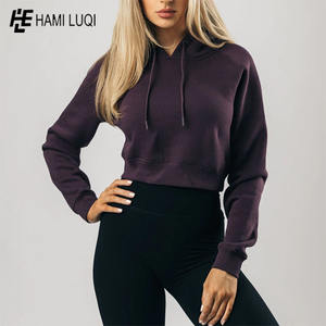 Sudadera con capucha corta a la moda para mujer, sudadera transpirable de punto con patrón 3D, Tops deportivos con logotipo frontal, suéter con cuello con capucha - Product Image 6