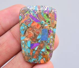 Perles de pierres précieuses naturelles turquoises, perles pour bijoux, ornements de pierres précieuses bronzées, de hauteur orange, vert et noir - Product Image 2