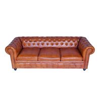 Modernes Zeitgenössisches Luxus 3-Sitzer Chesterfield Sofa Gestepptes Echtleder Holzrahmen Modulares Wohnzimmermöbel