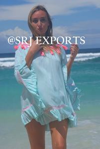 Haute qualité Huipil brodé à volants Poncho robe motif Floral XL taille Superfine dame mode plage Sexy dos caftan dentelle - Product Image 3