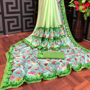 Vêtements de soirée les plus beaux et attrayants Saree imprimé avec chemisier Pièce pour femme indienne Vêtements ethniques en gros à bas prix - Product Image 1