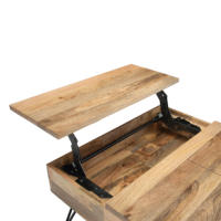 Table basse élévatrice carrée industrielle en bois de manguier massif et en métal pour meubles de salon à domicile