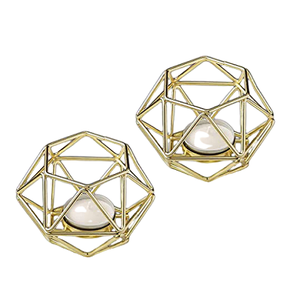 Juego de Dos Portavelas Votivas de Metal Color Dorado, Tamaño y Forma Personalizados para Accesorios de Decoración de Bodas - Product Image 2