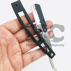 Custom Design Barber <b>Razors</b> New Handle Black Powder Coating Stainless Steel Barber <b>Razor</b> Mink Wholesale Logo Offer packing - Product Image 6
