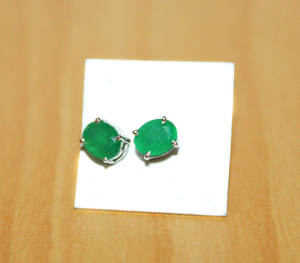 ธรรมชาติรูปไข่ตัดพลอยมรกต925ของแข็งเงินสเตอร์ลิงที่ทำด้วยมือสตั๊ดต่างหูเครื่องประดับสำหรับผู้ค้าส่ง - Product Image 2