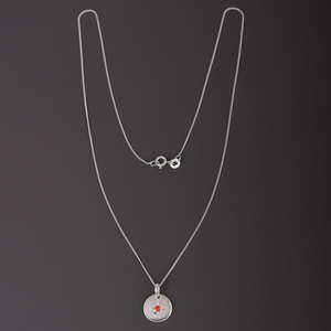 Breloque ronde en pierre de cornaline pur argent Sterling 925 pendentif chaîne collier bijoux fins vente en gros fabricant fournisseur - Product Image 5