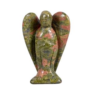 Figurine d'ange Unakite de 2 pouces sculptée à la main en cristal de quartz pierre précieuse vente en gros Feng Shui religieux amour Style Figurine de guérison - Product Image 2