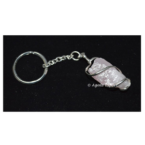 Llavero de Piedra de Cuarzo Cristalino en Bruto Envuelto en Alambre - Product Image 1