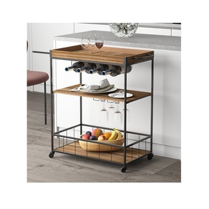Chariot de service en fer et en bois Forme et taille personnalisées Chariot de service pour collations à usage hôtelier - Product Image 5