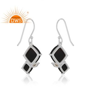Aretes de Plata 925 con Piedras Preciosas de Ónix Negro, Diseño Cautivador en Dúo, Proveedor de Joyería - Product Image 3