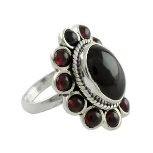 Nouveau élégant Vintage 925 en argent Sterling grenat pierres précieuses bague à la main 925 bijoux en argent Sterling éternité Vermeil anneaux - Product Image 1